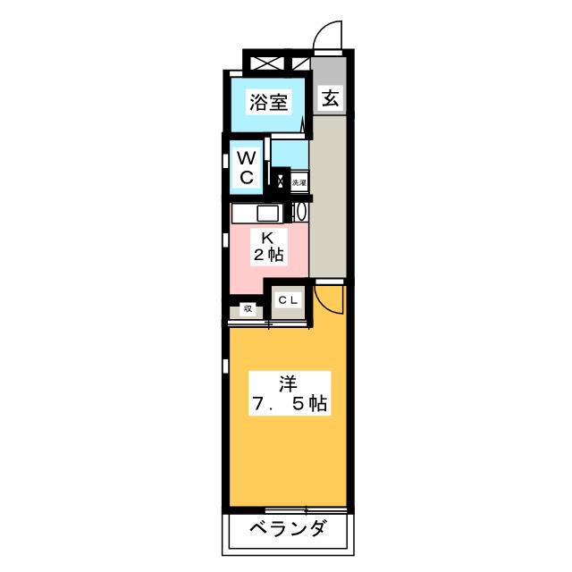 カーサグランデ元町(1K/3階)の間取り写真