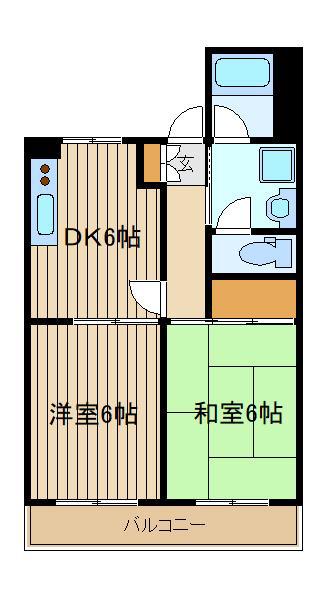 ハイライフ石神井(2DK/4階)の間取り写真