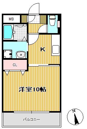 五橋ライフ(1K/2階)の間取り写真