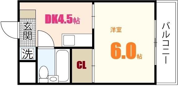 第2山中ビル(1DK/2階)の間取り写真