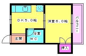シティーコーポ荒川(1DK/2階)の間取り写真