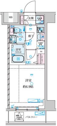 GENOVIA南鳩ヶ谷(1K/2階)の間取り写真