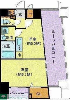 プレール・ドゥーク東京イースト(1DK/8階)の間取り写真