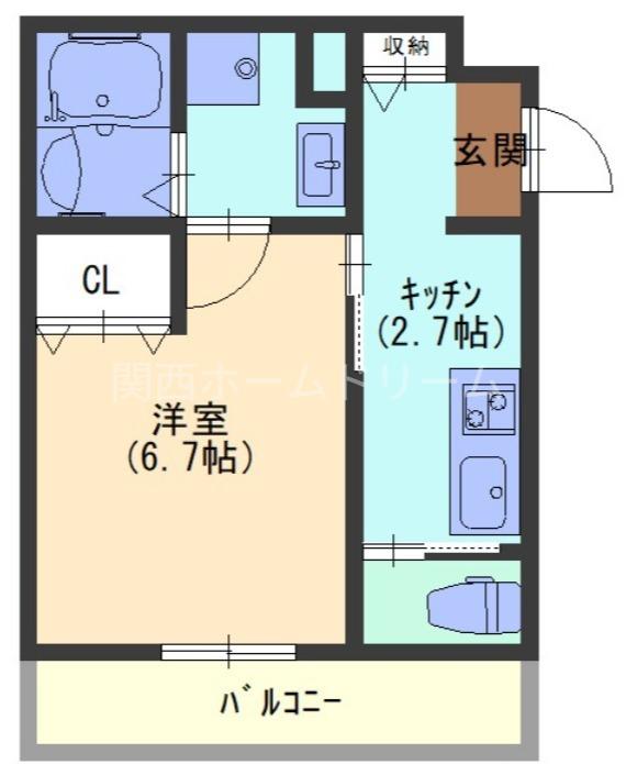 アトリエカーサ守口(1K/3階)の間取り写真