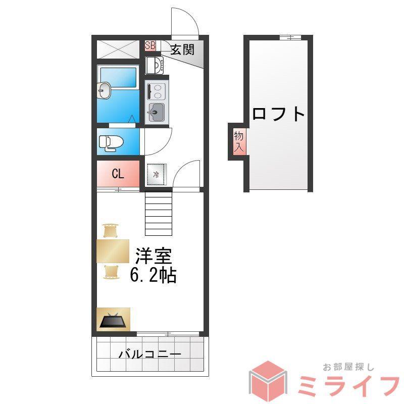 レオパレスCOMFORTひらのIII(1K/2階)の間取り写真