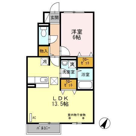 リバークレストIII(2LDK/1階)の間取り写真