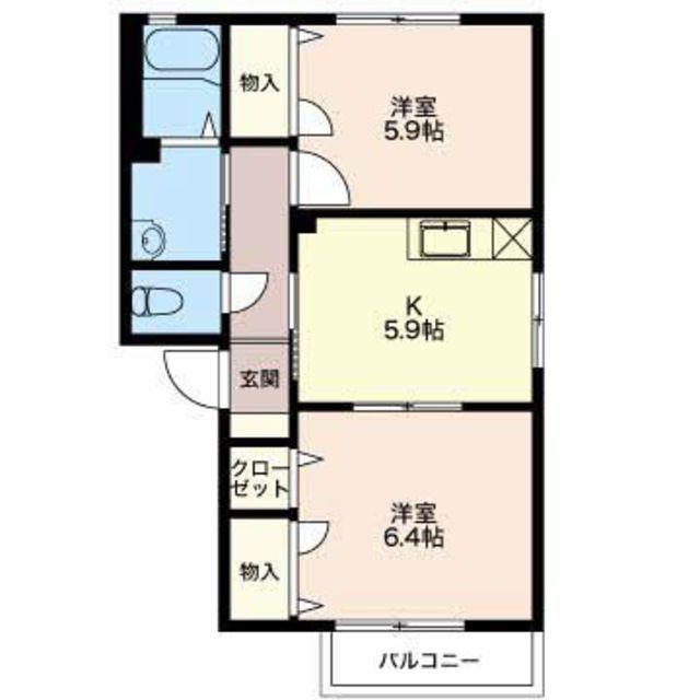 シャルマン寺尾(2K/1階)の間取り写真