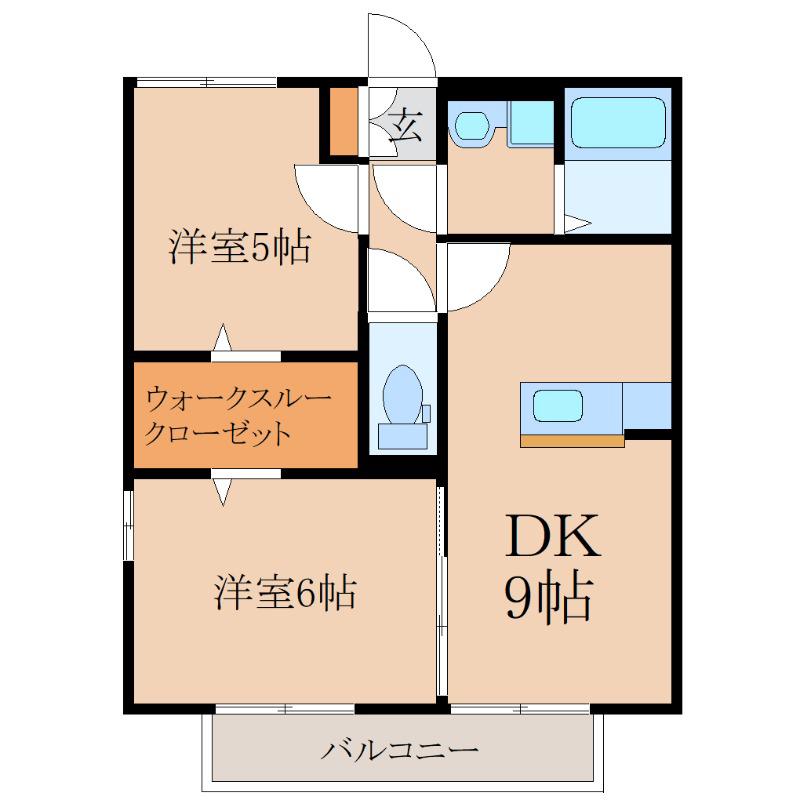 IST-GARDEN A棟(2DK/2階)の間取り写真