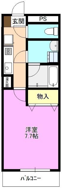 サンライン東部(1K/4階)の間取り写真