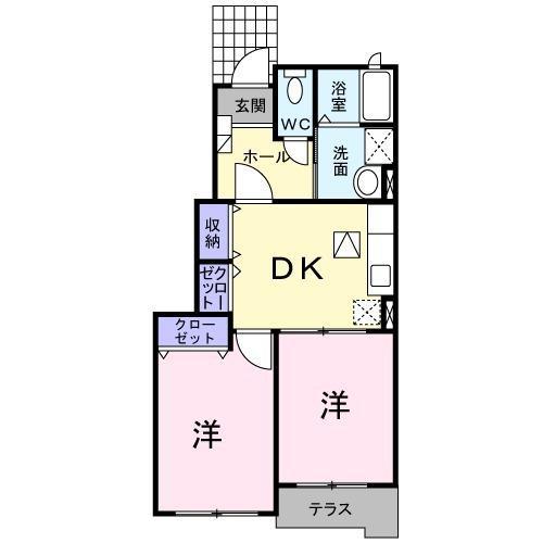 ガーデンハウス バーミィB(2DK/1階)の間取り写真