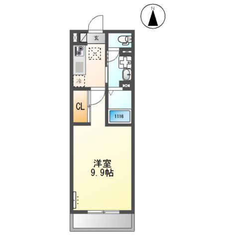 FOREST HILL(1K/2階)の間取り写真