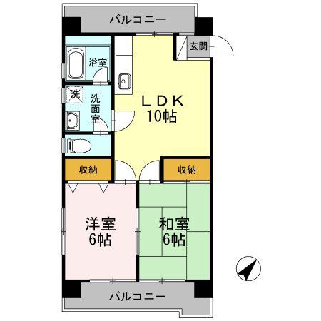 第2川本ビル(2LDK/2階)の間取り写真