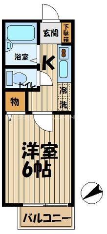 U.V.カマクラ(1K/2階)の間取り写真