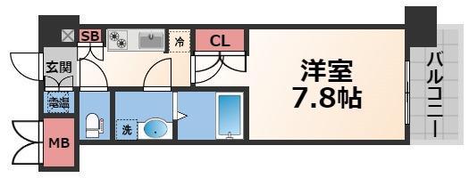 CASSIA高井田 ノース COURT(1K/2階)の間取り写真