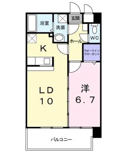 ビエラコート東比恵(1LDK/6階)の間取り写真