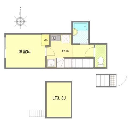 サザンロード国分寺(1K/2階)の間取り写真