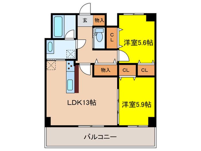 BPRレジデンス高宮(2LDK/3階)の間取り写真