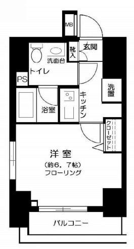 プレールドゥーク西横浜(1K/3階)の間取り写真