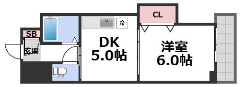 MSR京橋(1DK/2階)の間取り写真