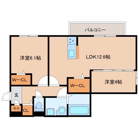 RETORIA小綱(2LDK/3階)の間取り写真