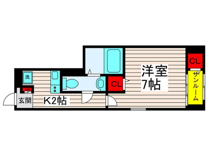 アンソレイユ(1K/1階)の間取り写真