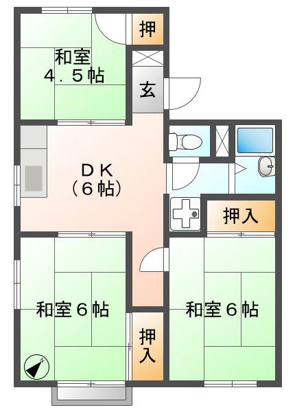大町ハイツ(3DK/2階)の間取り写真