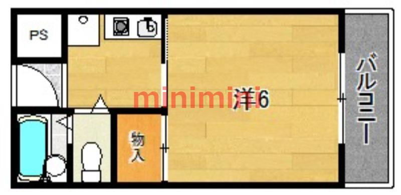 光栄ハイツ芥川(1K/4階)の間取り写真