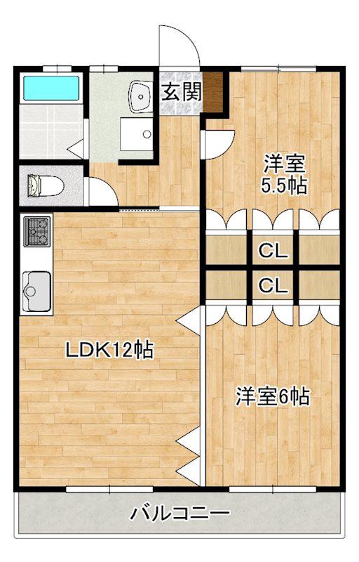 ロビンソンハイツAB(2LDK/1階)の間取り写真