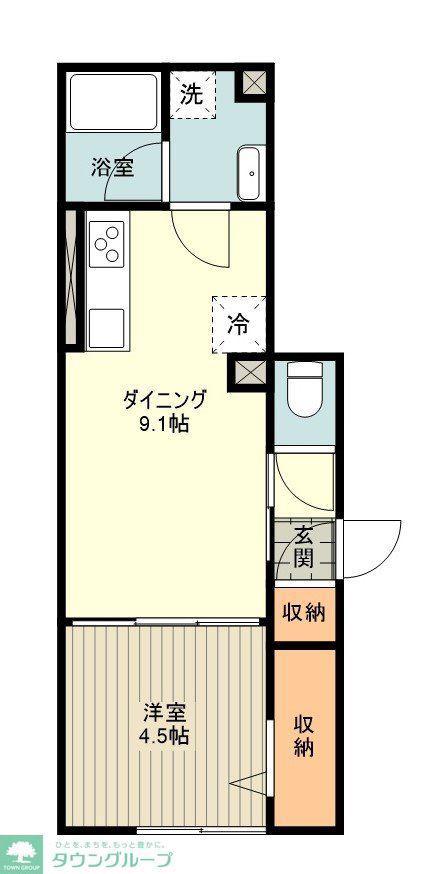 プレステージコート三鷹(1LDK/1階)の間取り写真