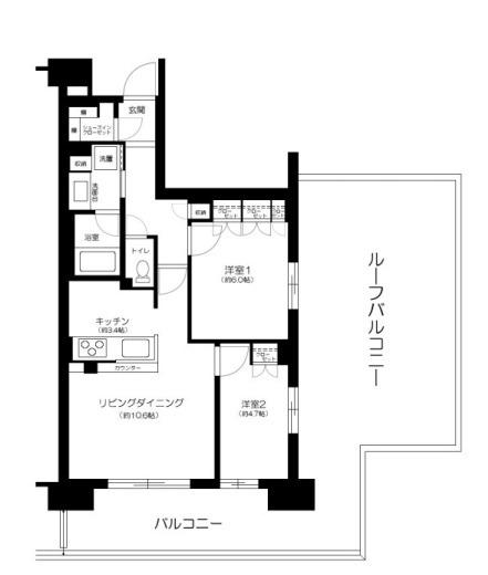 ファインシティ王子神谷リバー&フォレスト(2LDK/15階)の間取り写真
