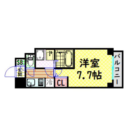 S-RESIDENCE難波イースト(1K/15階)の間取り写真