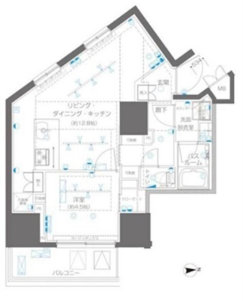 ズーム信濃町(1LDK/12階)の間取り写真