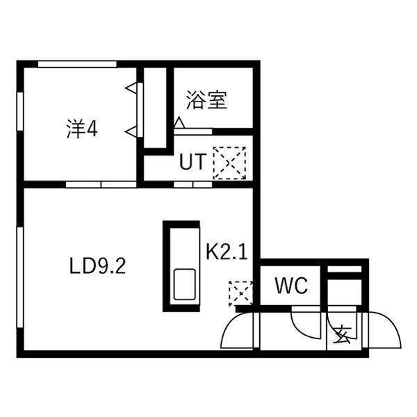 南郷通14丁目北 MS(1LDK/2階)の間取り写真