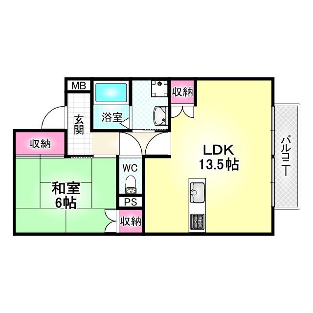 アーバンハウス(1LDK/2階)の間取り写真
