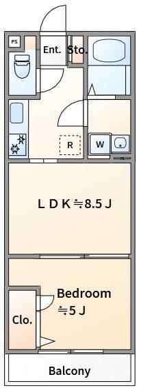 キャトル戸塚(1LDK/3階)の間取り写真