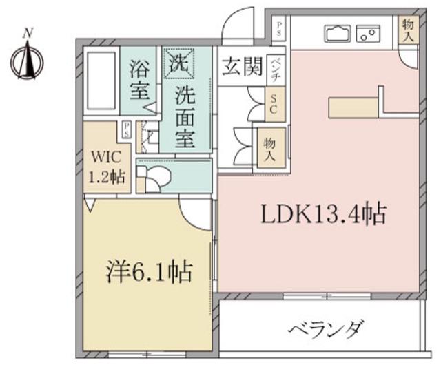 ヘーベルヴィレッジ上石神井(1LDK/2階)の間取り写真
