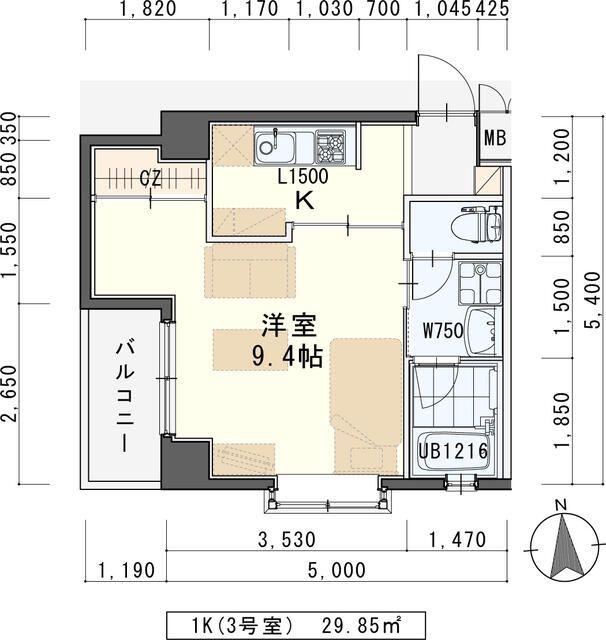 しゃとれ新寺(1K/7階)の間取り写真