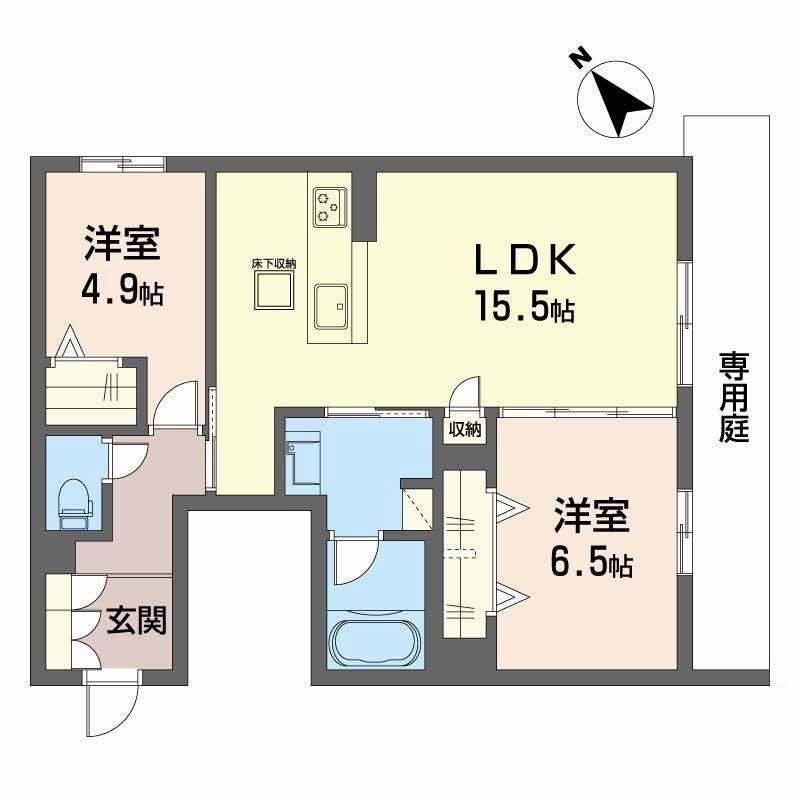 シャーメゾン西鳴水(2LDK/1階)の間取り写真
