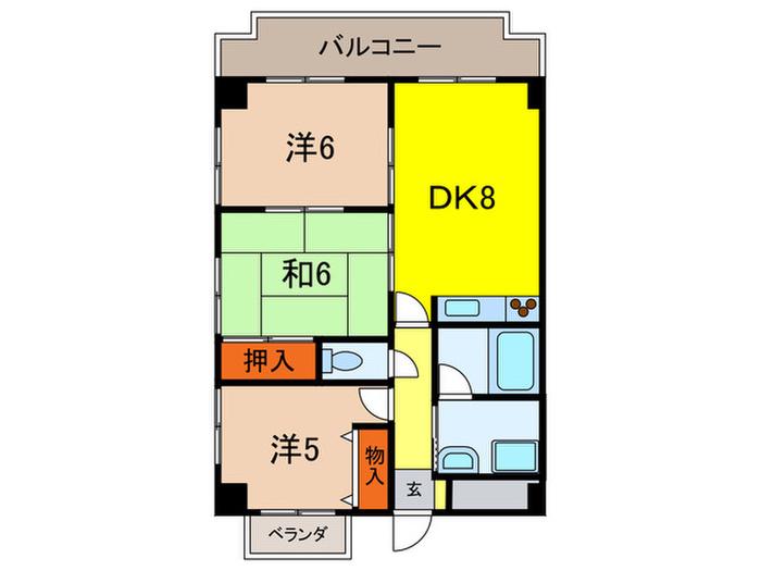 ウィステリア宝塚(3DK/3階)の間取り写真