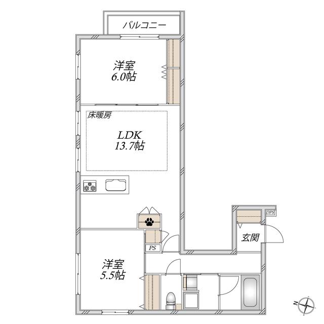 AOTO NANA(2LDK/2階)の間取り写真