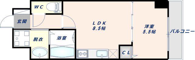 リアライズ今里南(1LDK/4階)の間取り写真