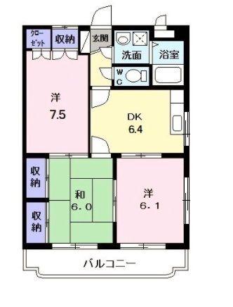 ワンエイム(3DK/3階)の間取り写真