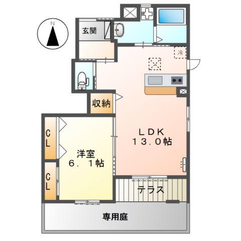 ルミナス コード(1LDK/1階)の間取り写真