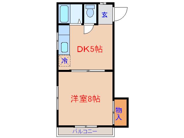湊ハイツ(1DK/2階)の間取り写真