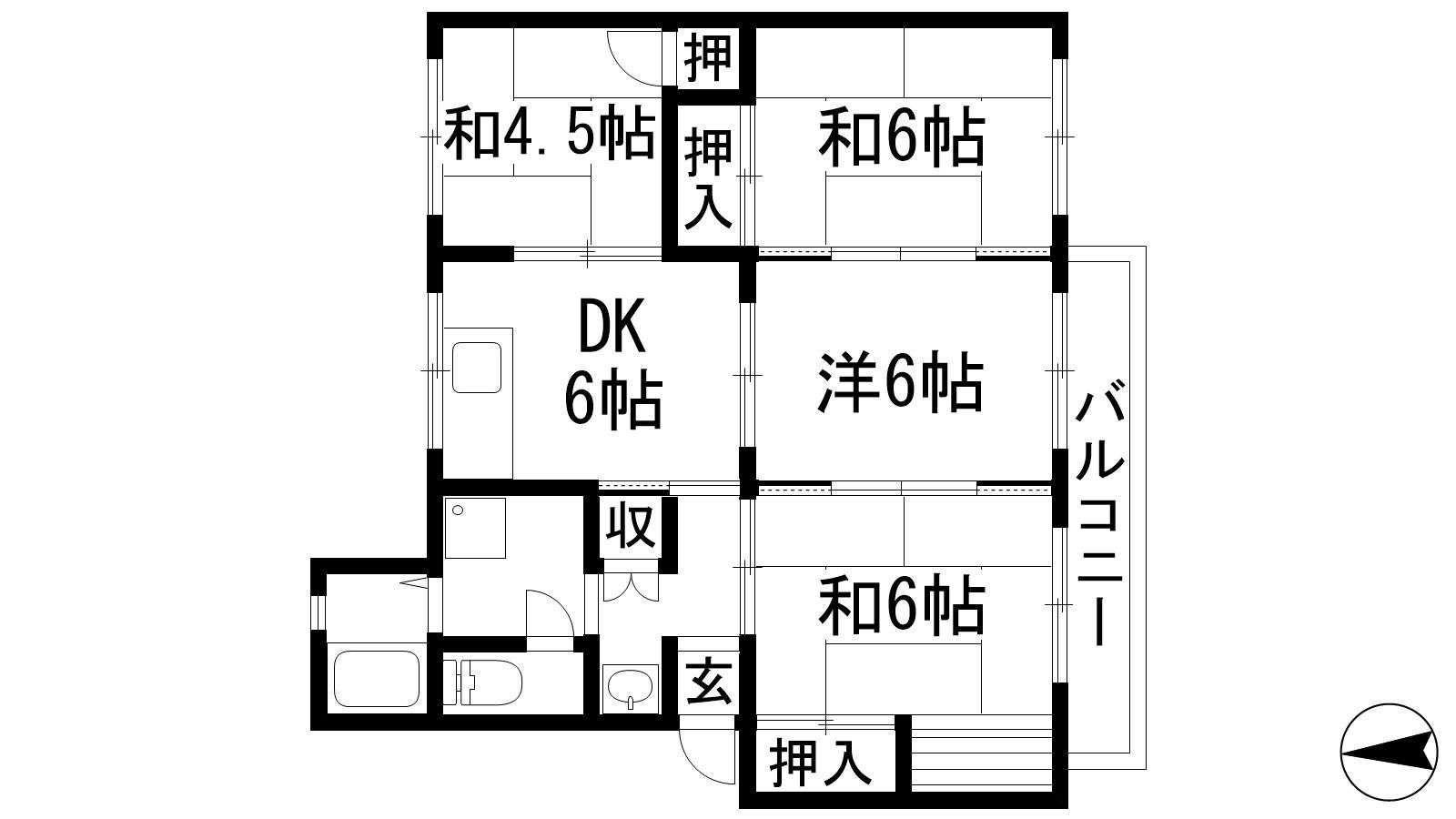 阪急宝塚線 川西能勢口駅 バス乗車時間:18分 最寄りバス停で下車 徒歩3分 5階建 築52年(4DK/1階)の間取り写真