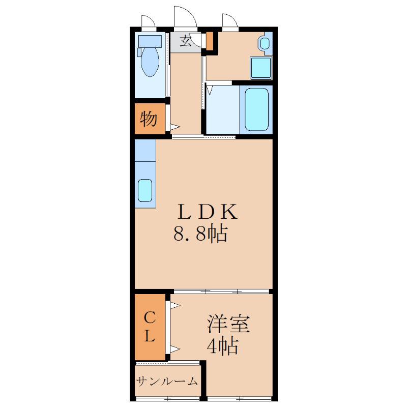 ウエストパビリオン(1LDK/2階)の間取り写真