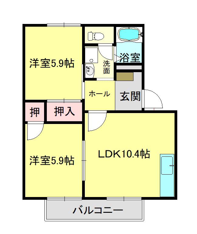 リブレ吉村 A棟(2LDK/1階)の間取り写真