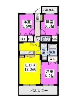 アルカンシエルI(3LDK/3階)の間取り写真