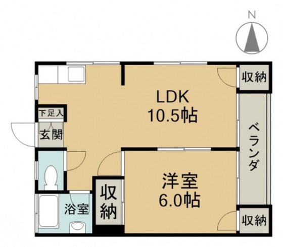 エステート五日市(2DK/1階)の間取り写真