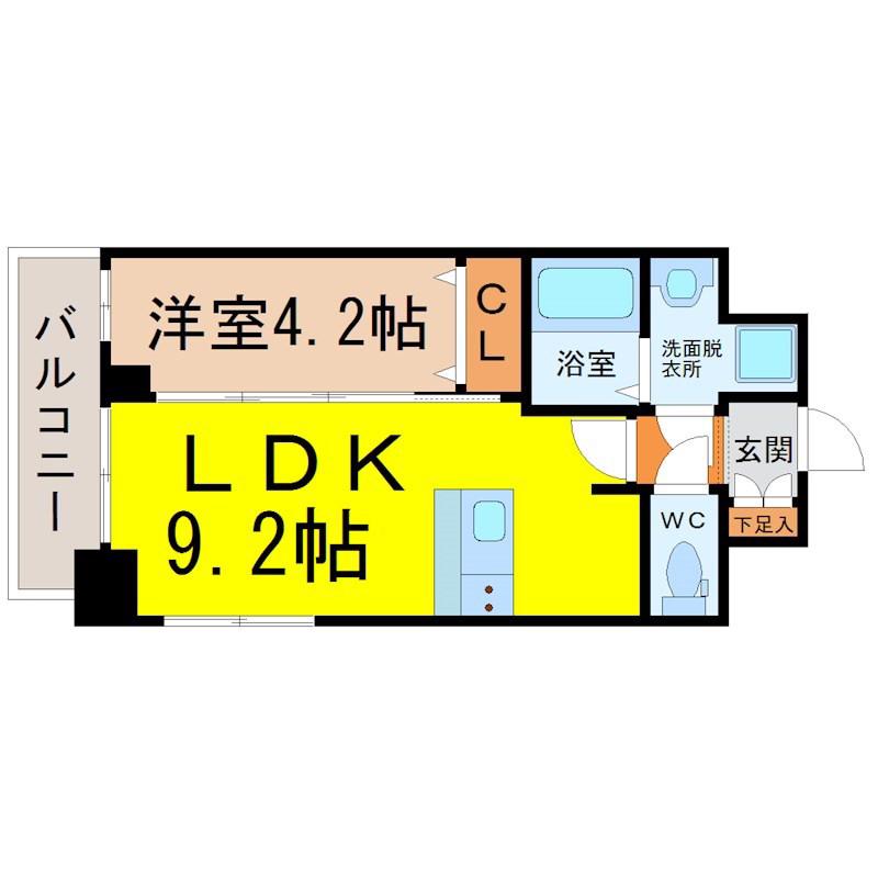 ファステート名古屋ラプソティ(1LDK/10階)の間取り写真